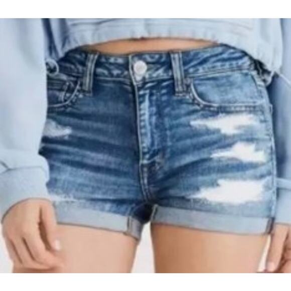 American Eagle Women's High rise shortie size 000- distressed jeans shorts - Picture 1 of 5